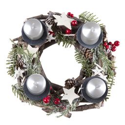Coroană de Advent din crenguţe cu suporturi pentru lumânări - galerie #1