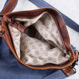 Kabelka kůže-jeans univerzální modro-hnědá - galerie #4