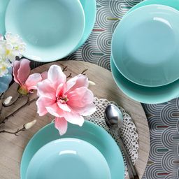 Skleněná jídelní souprava DIWALI TURQUOISE 18 ks - galerie #2