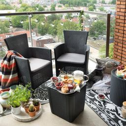 Zahradní stolek COOL STOOL s úložným prostorem hnědý - galerie #1
