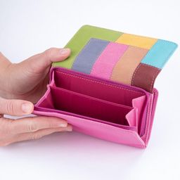 Portofel de damă din piele PATCHWORK COLORAT - galerie #1