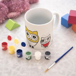 Porcelánový hrnek SOVA s barvami a štětcem, 380 ml - galerie #1