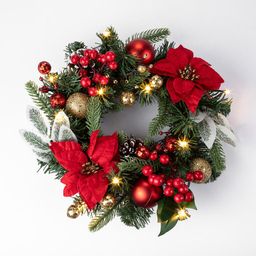 Vánoční věnec POINSETTIA s LED osvětlením, 30 cm - galerie #1