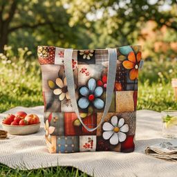 Dámská potištěná taška Patchwork květy - galerie #1