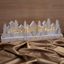 Dřevěná LED dekorace VESNICE bílá - galerie #2