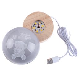 Skleněná LED koule na dřevěném podstavci MEDVÍDEK - galerie #2