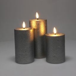 Sada LED svíček 3 ks, stříbrná - galerie #1
