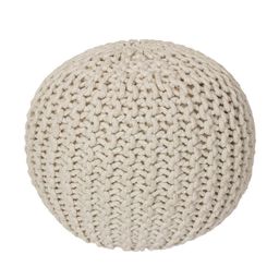 Ručně pletený puf krémový - galerie #1