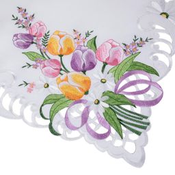 Středový ubrus s výšivkou BAREVNÉ TULIPÁNY 85 x 85 cm - galerie #2