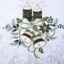 Vánoční středový ubrus s bílo - zelenou výšivkou SVÍCEN 85 x 85 cm - galerie #3