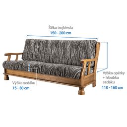 trojkřeslo s dřevěnými rukojeťmi (š. 150 - 200 cm) - galerie #3