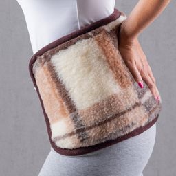 Ledvinový pás z ovčí vlny hnědé káro - galerie #1