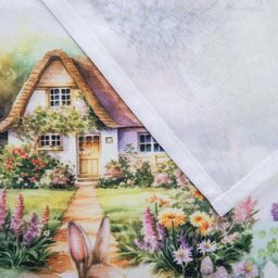Středový ubrus s potiskem ZAJÍČCI V ZAHRADĚ 85 x 85 cm - galerie #3