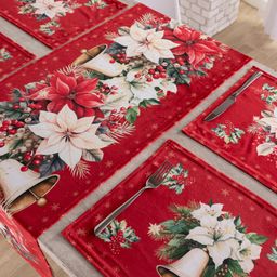 Sada 4 ks prostírání a stolního běhounu RED POINSETTIA - galerie #1