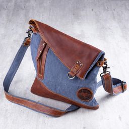Kabelka kůže-jeans univerzální modro-hnědá