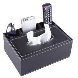 Koženkový box na papierové vreckovky s organizérom