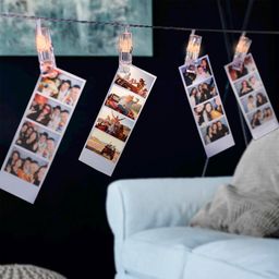 Světelný řetěz s LED kolíčky na fotografie