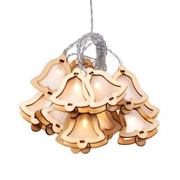 Světelný řetěz s dřevenými zvonečky, 10 LED
