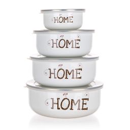 Set castroane emailate cu capac HOME, 8 piese