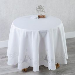 Vánoční kulatý ubrus Bílý stromeček  pr. 150 cm
