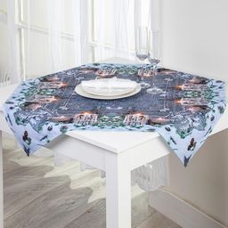 Vánoční středový ubrus s potiskem  DŘEVĚNÝ SVÍCEN 85 x 85 cm