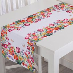 Bieżnik na stół z nadrukiem KOLOROWE KWIATY 40 x 110 cm