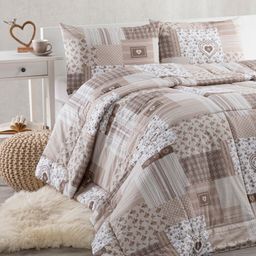 Letní sada peřiny a polštáře PATCHWORK, béžová