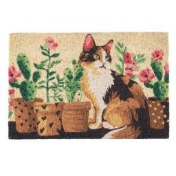 Rohožka z kokosového vlákna KOČKA A KAKTUSY 40 x 60 cm