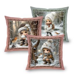 Sada 3 ks povlaků na polštářky WINTER GIRLS 45 x 45 cm