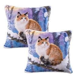 Sada 2 ks povlaků na polštářky z mikroplyše SNOW CAT 45 x 45 cm