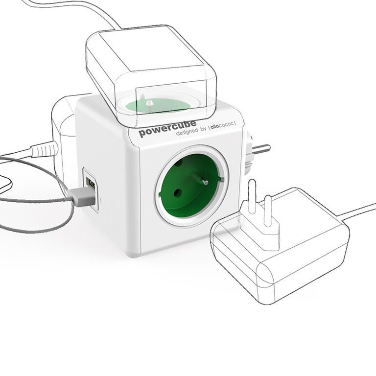 Rozgałęźnik PowerCube Original USB zielony - galeria #1