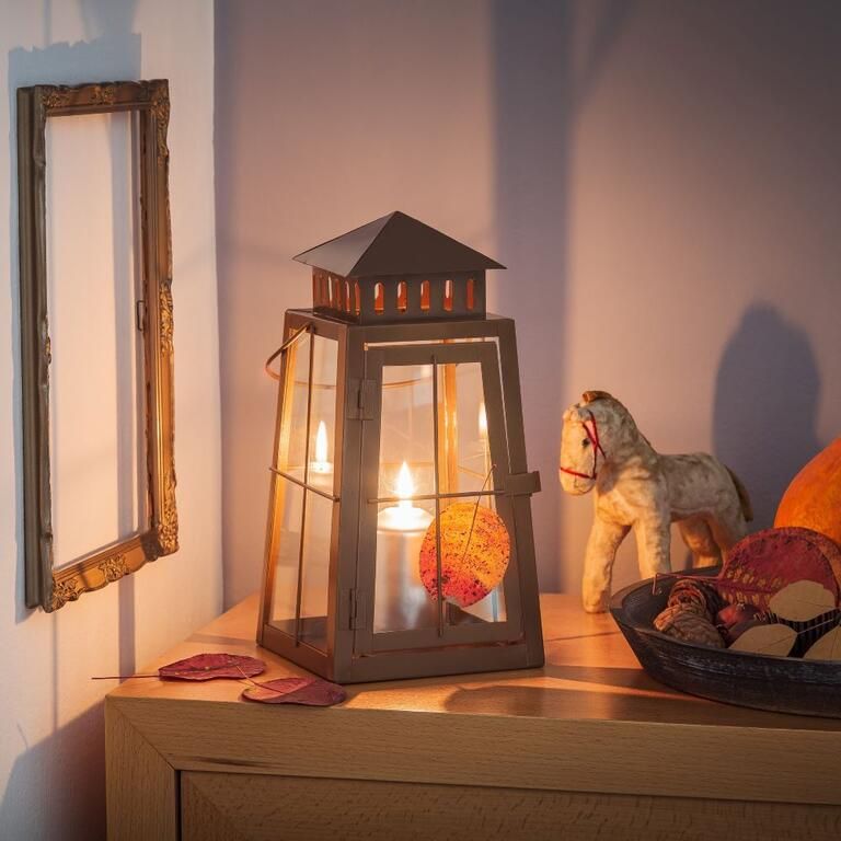 Plechový lampáš hnedá 29 cm - galéria #2