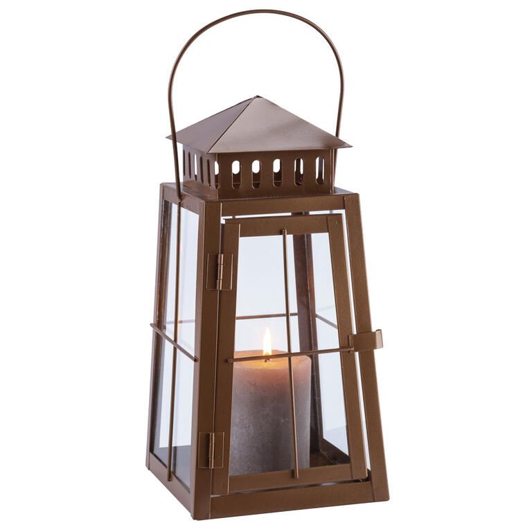 Plechový lampáš hnedá 29 cm - galéria #1