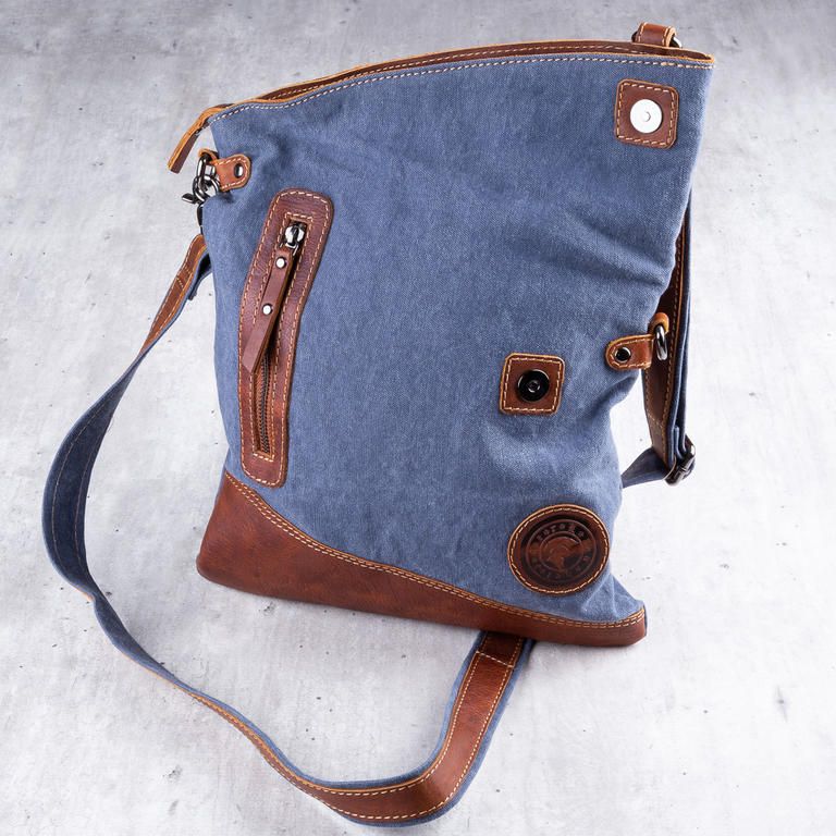 Geantă piele-jeans universală culoare maro-deschis - galerie #3