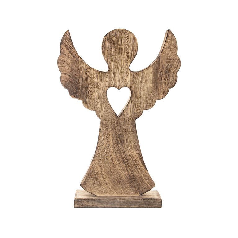 Drevený anjel MANGO SRDCE, 36,5 cm - galéria #2