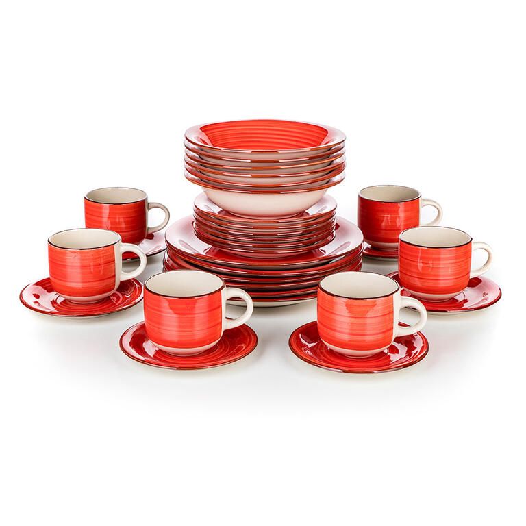 Keramická jídelní souprava SPIRAL RED 30 ks - galerie #2