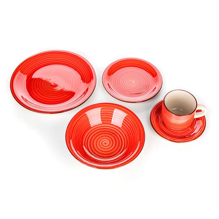 Keramická jídelní souprava SPIRAL RED 30 ks - galerie #4
