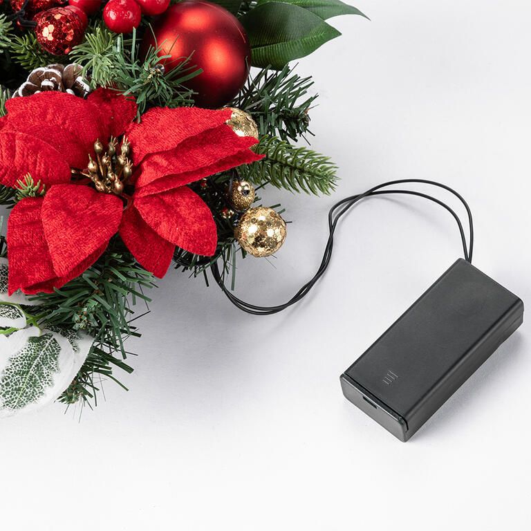 Vánoční věnec POINSETTIA s LED osvětlením, 30 cm - galerie #2