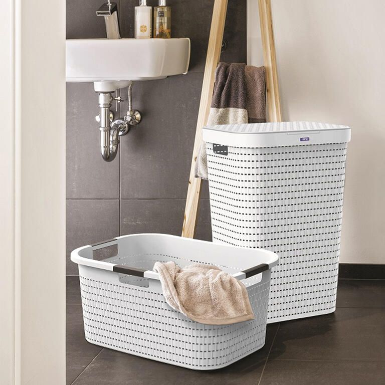 Kosz na czystą bieliznę COUNTRY biały, 40 l - galeria #3