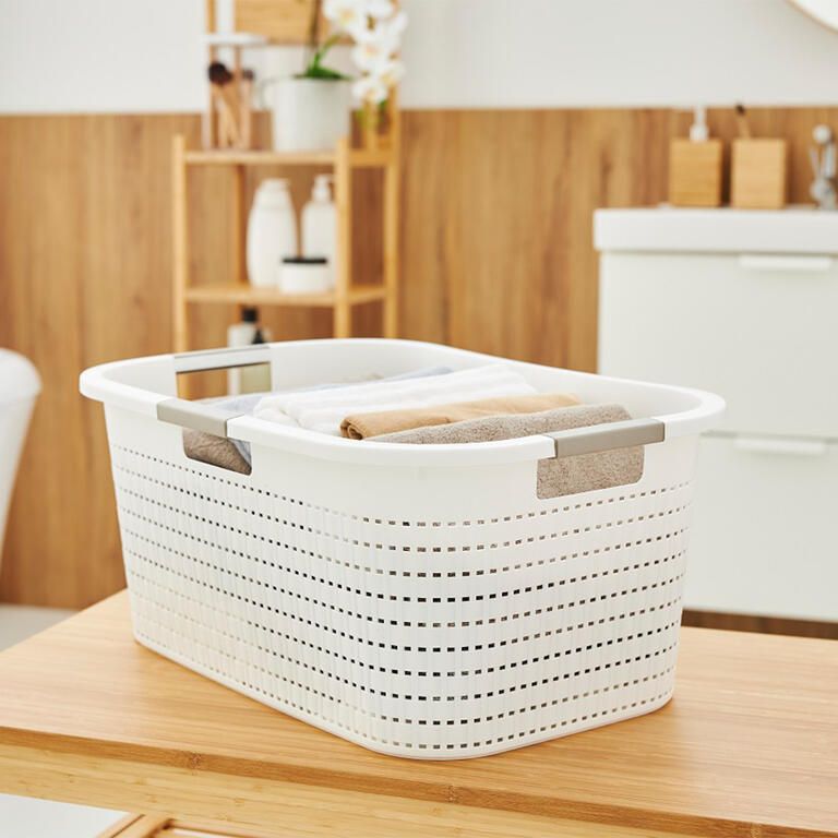 Kosz na czystą bieliznę COUNTRY biały, 40 l - galeria #1