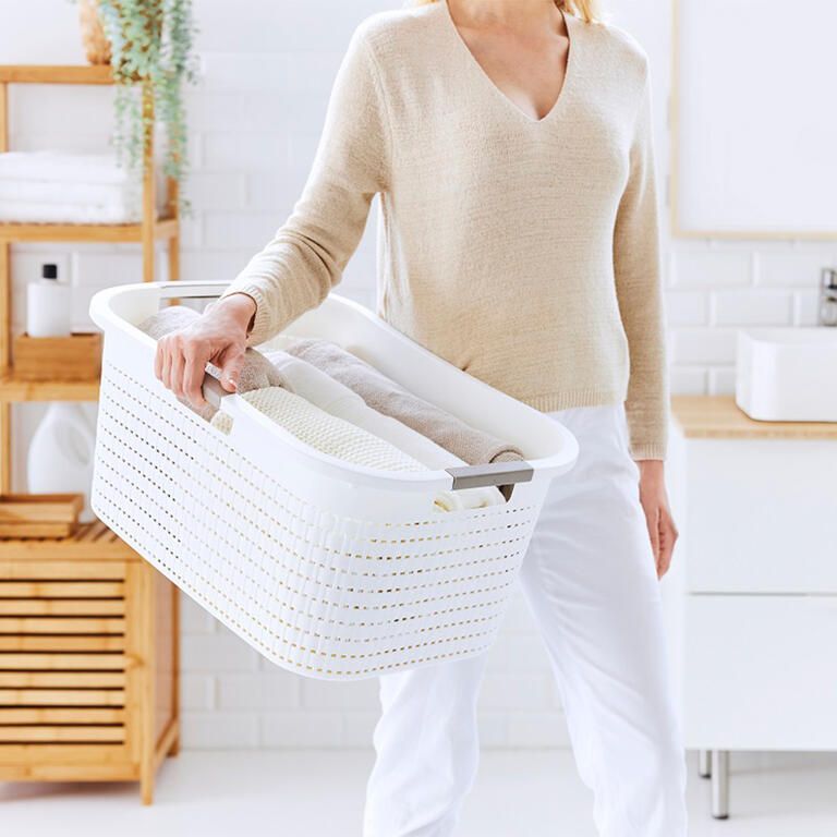 Kosz na czystą bieliznę COUNTRY biały, 40 l - galeria #2