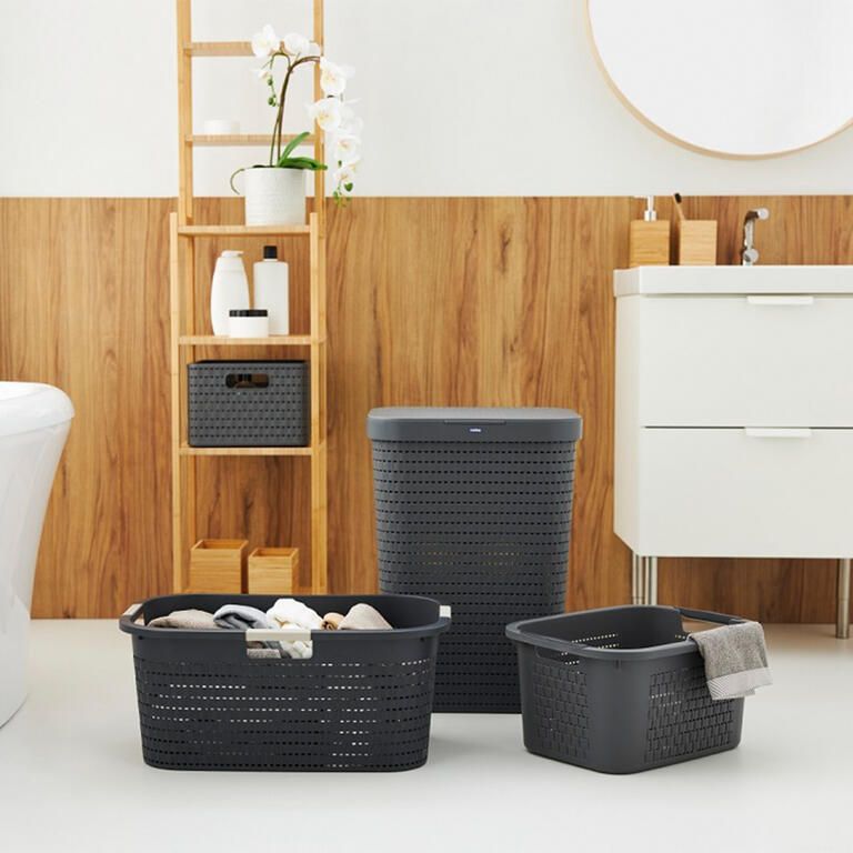 Kosz na czystą bieliznę COUNTRY antracyt, 40 l - galeria #2