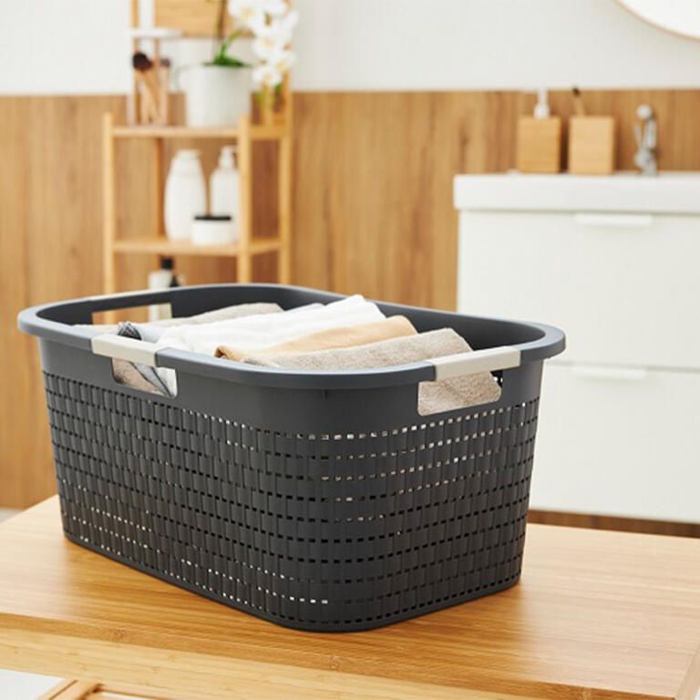 Kosz na czystą bieliznę COUNTRY antracyt, 40 l - galeria #1