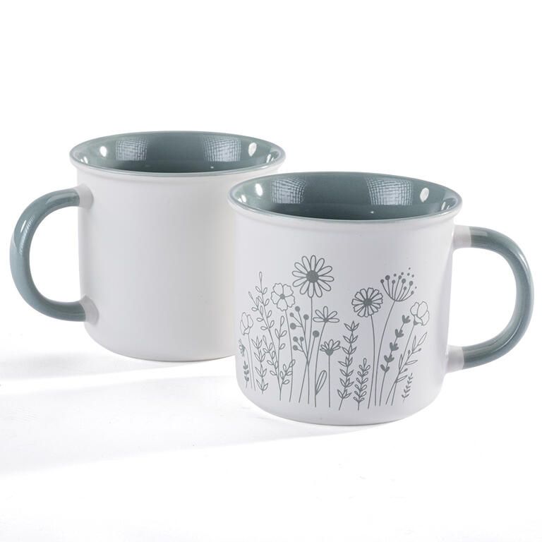 Porcelánový hrnek KVĚT zelený 400 ml - galerie #1