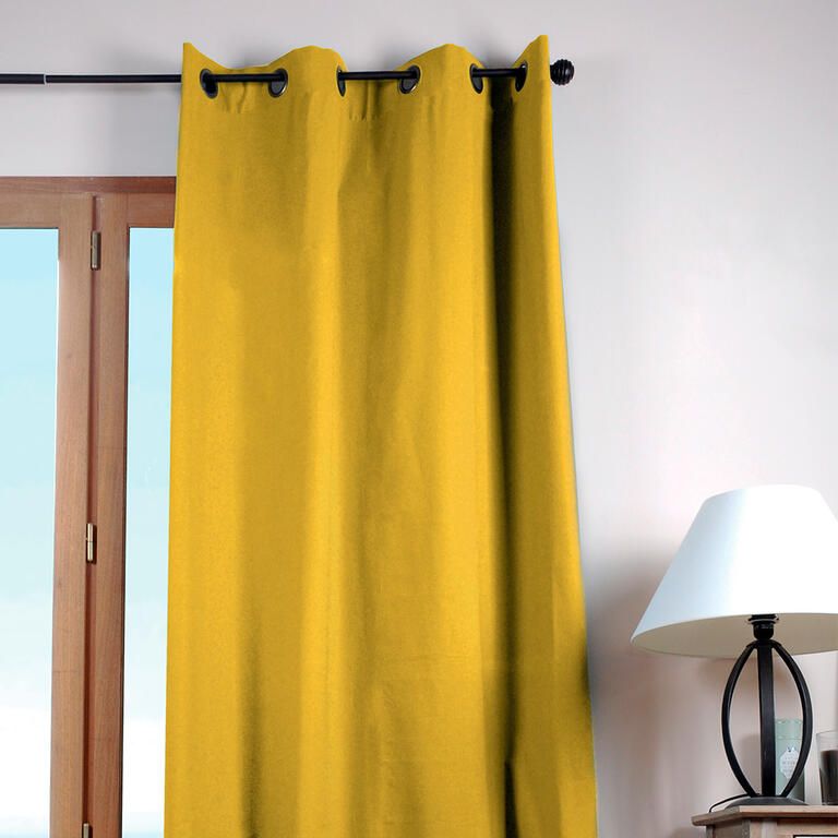 Draperie decorativă din bumbac DUO UNI muştar 135 x 240 cm - galerie #1