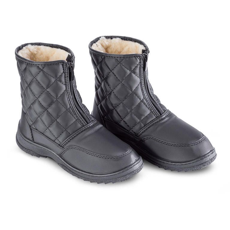 Czarne pikowane buty zimowe damskie - galeria #1