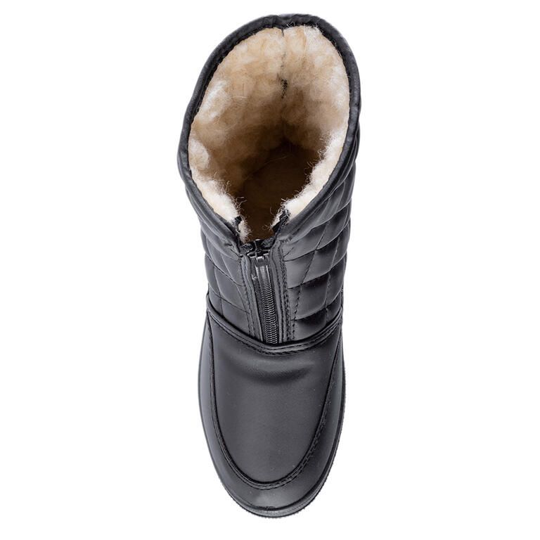 Czarne pikowane buty zimowe damskie - galeria #2