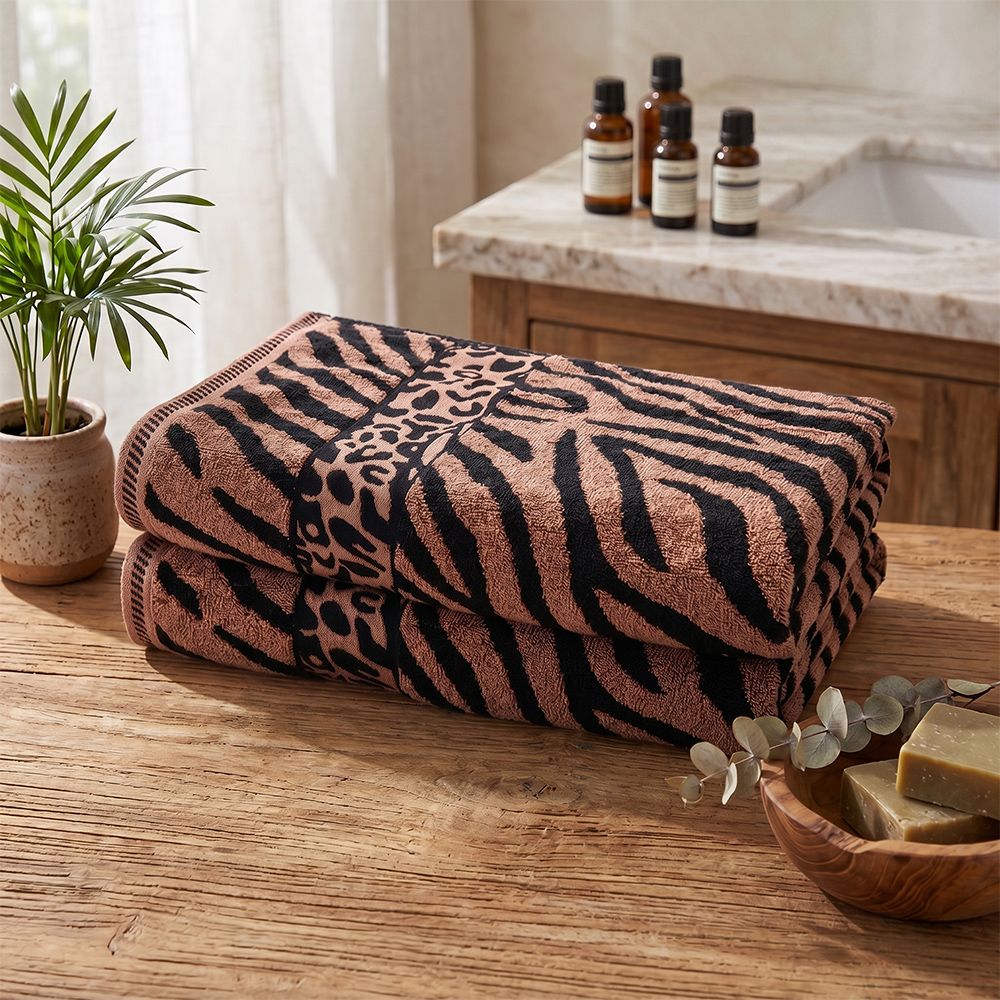Sada 2 ks žakárových osušek ZEBRA hnědá 70 x 140 cm - galerie #2