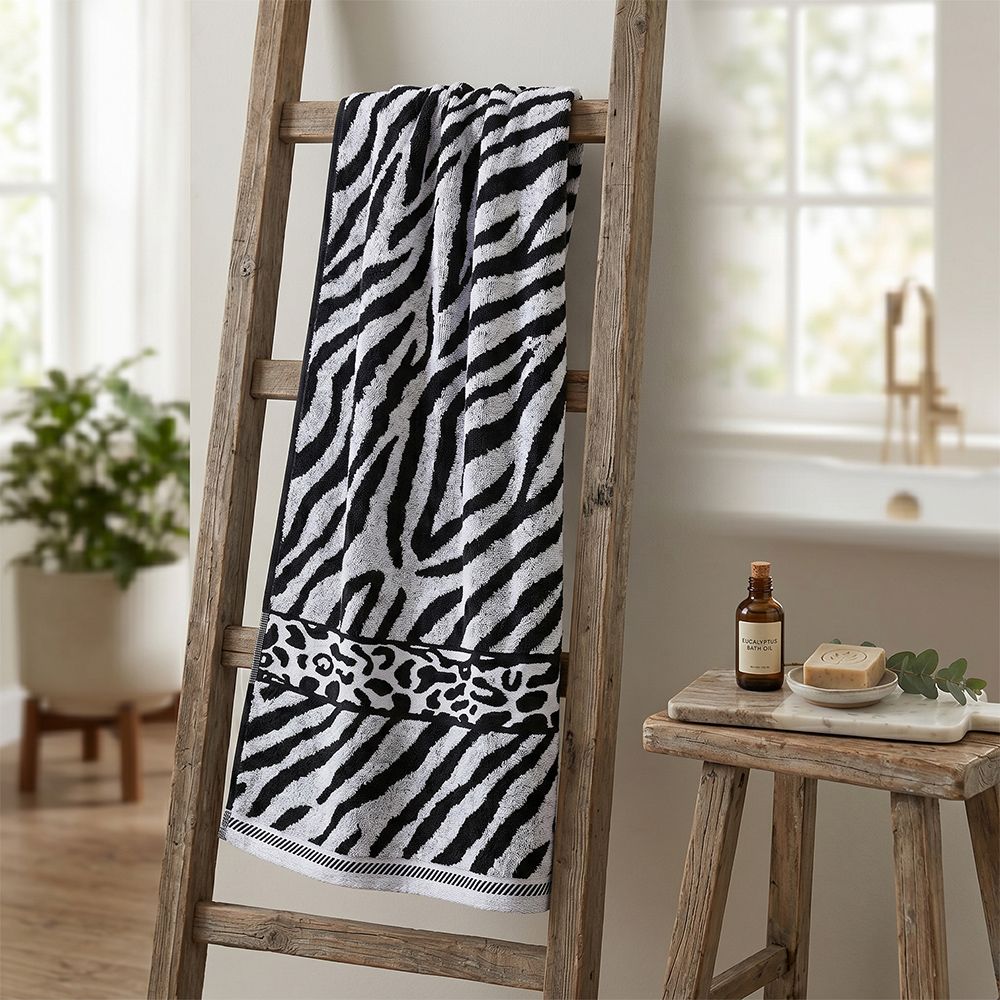 Sada 2 ks žakárových osušek ZEBRA šedá 70 x 140 cm - galerie #3