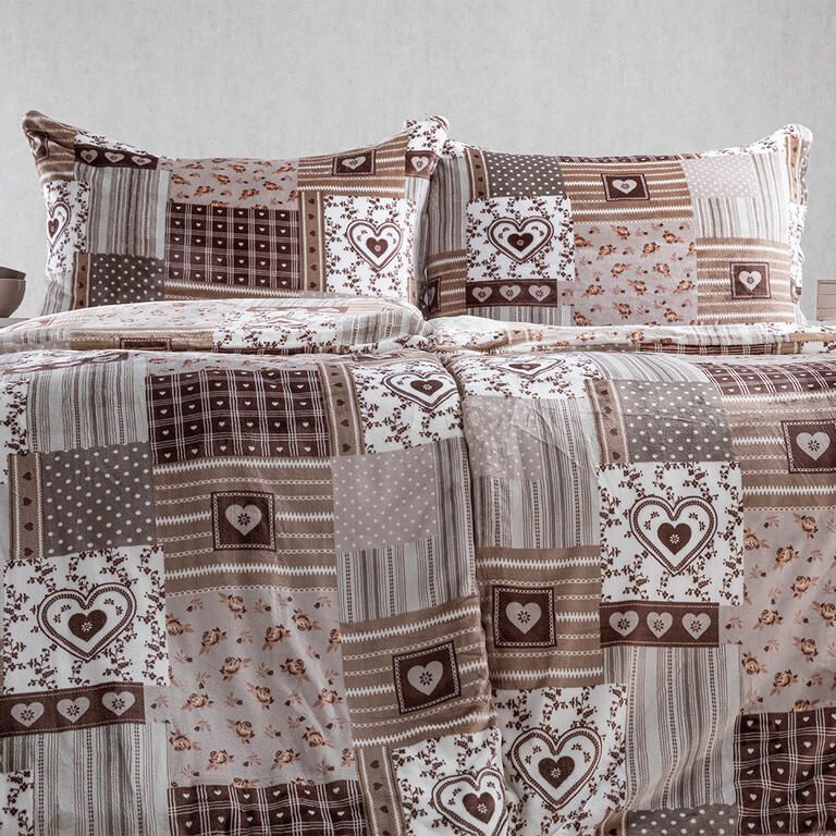 Pościel z mikropluszu PATCHWORK beżowa - galeria #1